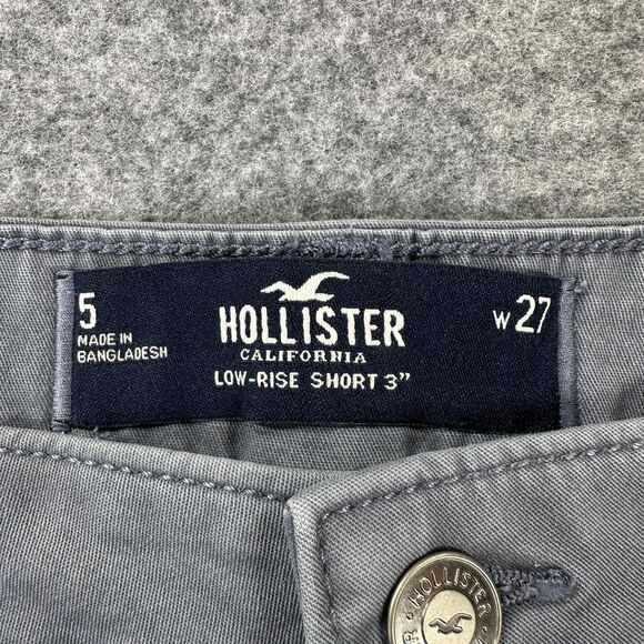 Hollister Shorts Womens 5 W27 Gray Low Rise 3" Chino Casual Summer Walking - Picture 3 of 9